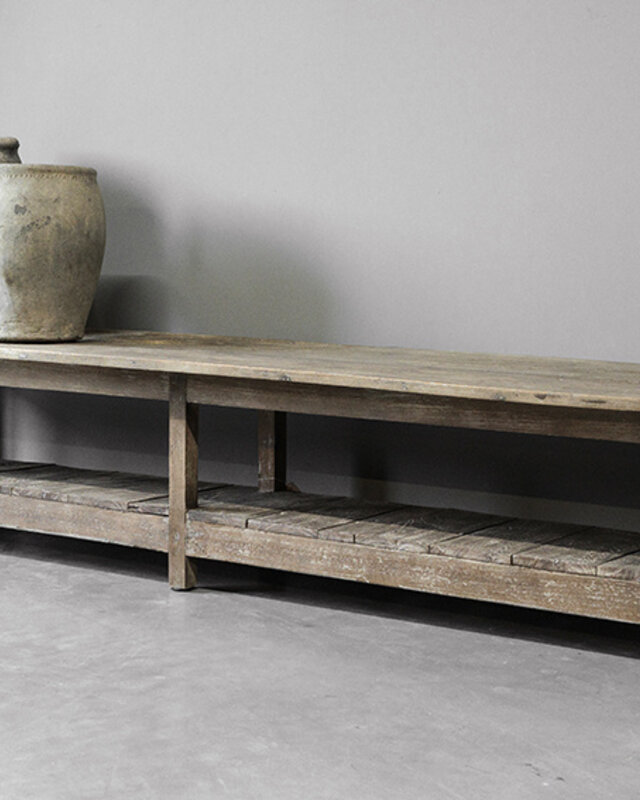 Be-Uniq Oud Laag Rek | Rustiek Verweerd | H50xB242xD43 cm