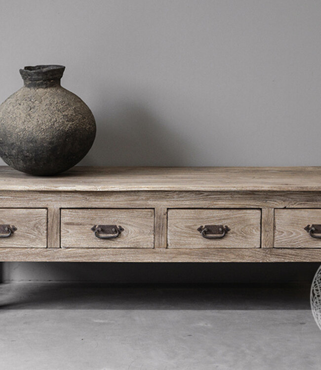 Be-Uniq Oude TV-Tafel | Rustiek Verweerd | H50xB160xD58 cm