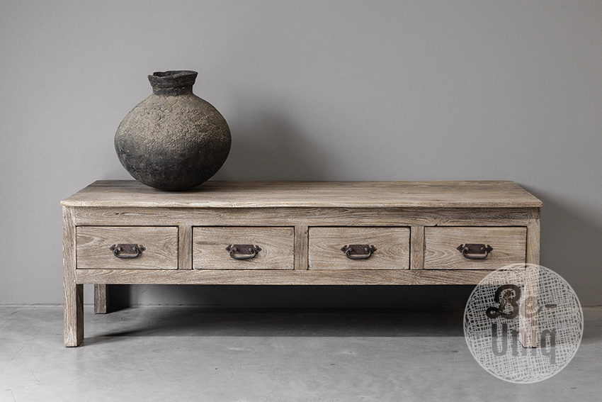 Be-Uniq Oude TV-Tafel | Rustiek Verweerd | H50xB160xD58 cm