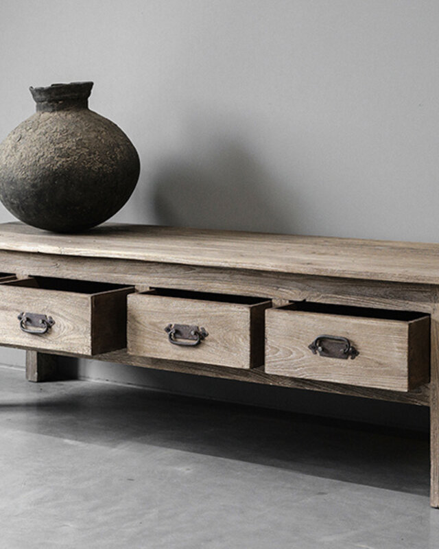 Be-Uniq Oude TV-Tafel | Rustiek Verweerd | H50xB160xD58 cm