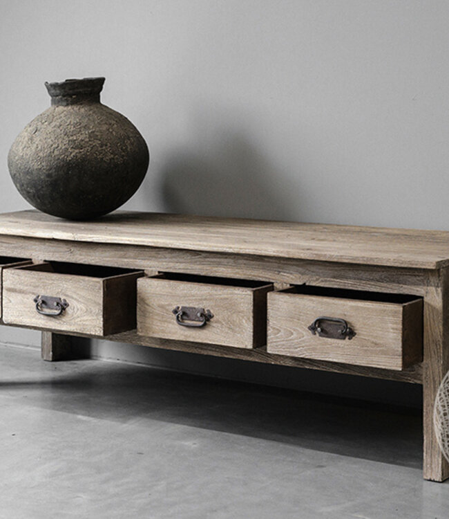 Be-Uniq Oude TV-Tafel | Rustiek Verweerd | H50xB160xD58 cm