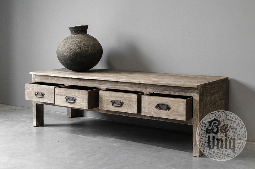 Be-Uniq Oude TV-Tafel | Rustiek Verweerd | H50xB160xD58 cm