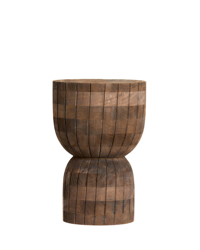 Rene Houtman Kruk/Bijzettafeltje Hout Japandi H42xB28 Cm
