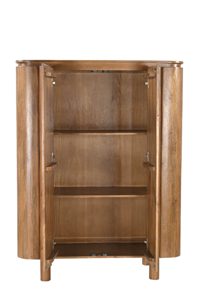 Livingfurn Salano Bruin Kast 2-Deurs Ronde Zijkanten 150x116x43 cm