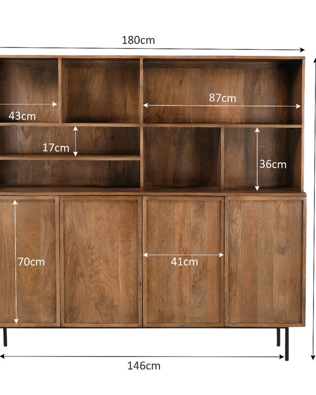 Livingfurn Elan 180x172x45 cm Bruin Dressoir Deuren Lades