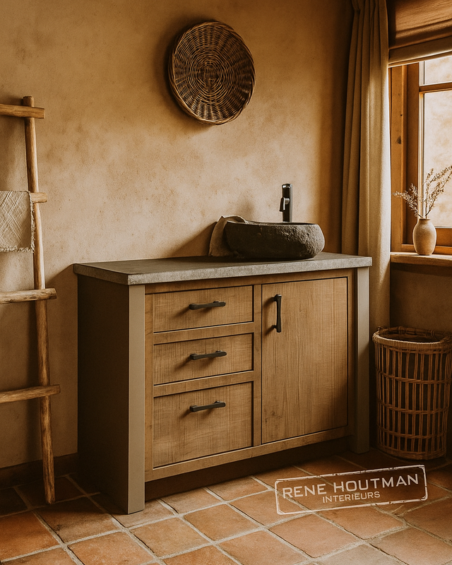 Rene Houtman Badkamermeubel | Verouderd Eiken | H85 x B120 x D55 cm
