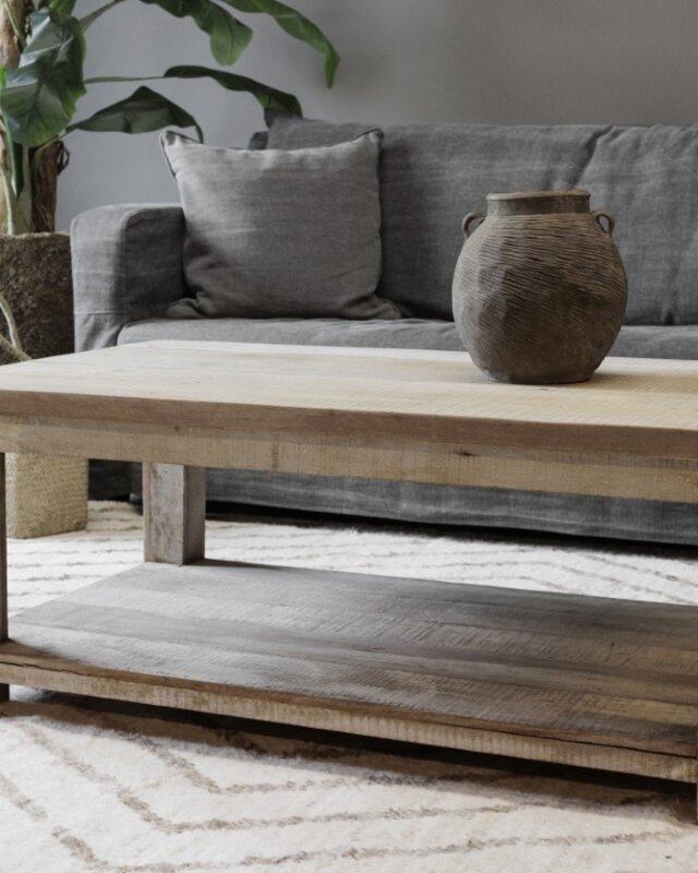 Be-Uniq Salontafel Met Plank | Oud Hout | H46 x B120 x D70 cm