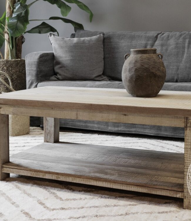 Be-Uniq Salontafel Met Plank | Oud Hout | H46 x B120 x D70 cm