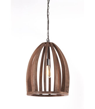 Light&Living Hanglamp Haranka | Hout | Chocolade Bruin | H46 x D38 cm