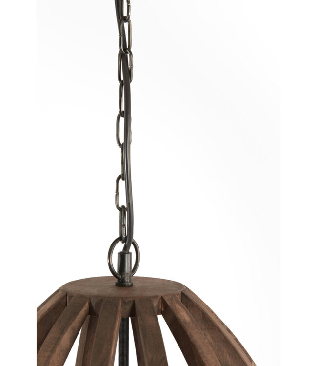 Light&Living Hanglamp Haranka | Hout | Chocolade Bruin | H46 x D38 cm