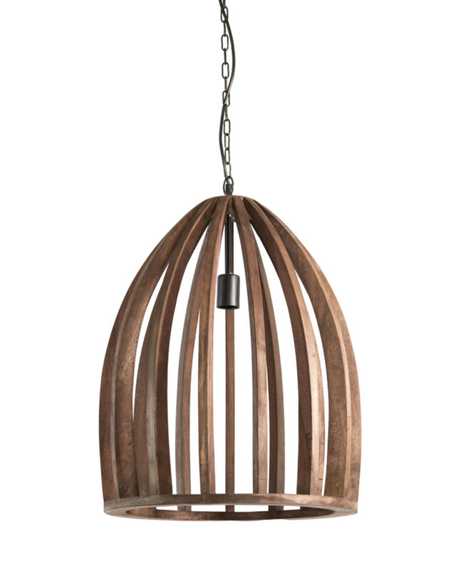 Light&Living Hanglamp Haranka | Hout | Chocolade Bruin | H56 x D47 cm