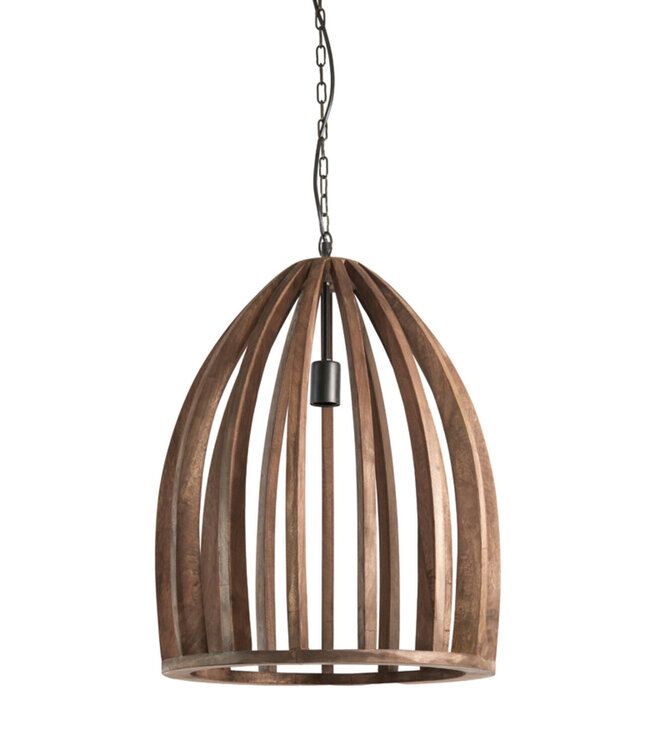 Light&Living Hanglamp Haranka | Hout | Chocolade Bruin | H56 x D47 cm
