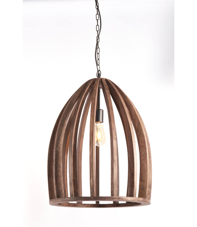 Light&Living Hanglamp Haranka | Hout | Chocolade Bruin | H56 x D47 cm