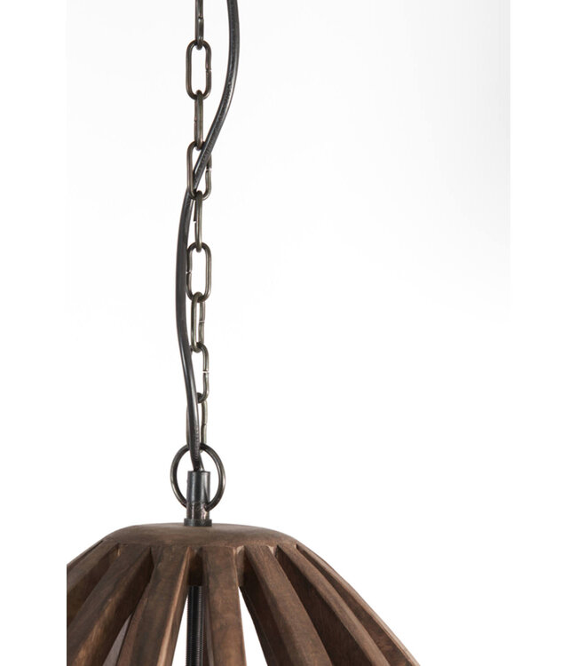Light&Living Hanglamp Haranka | Hout | Chocolade Bruin | H56 x D47 cm