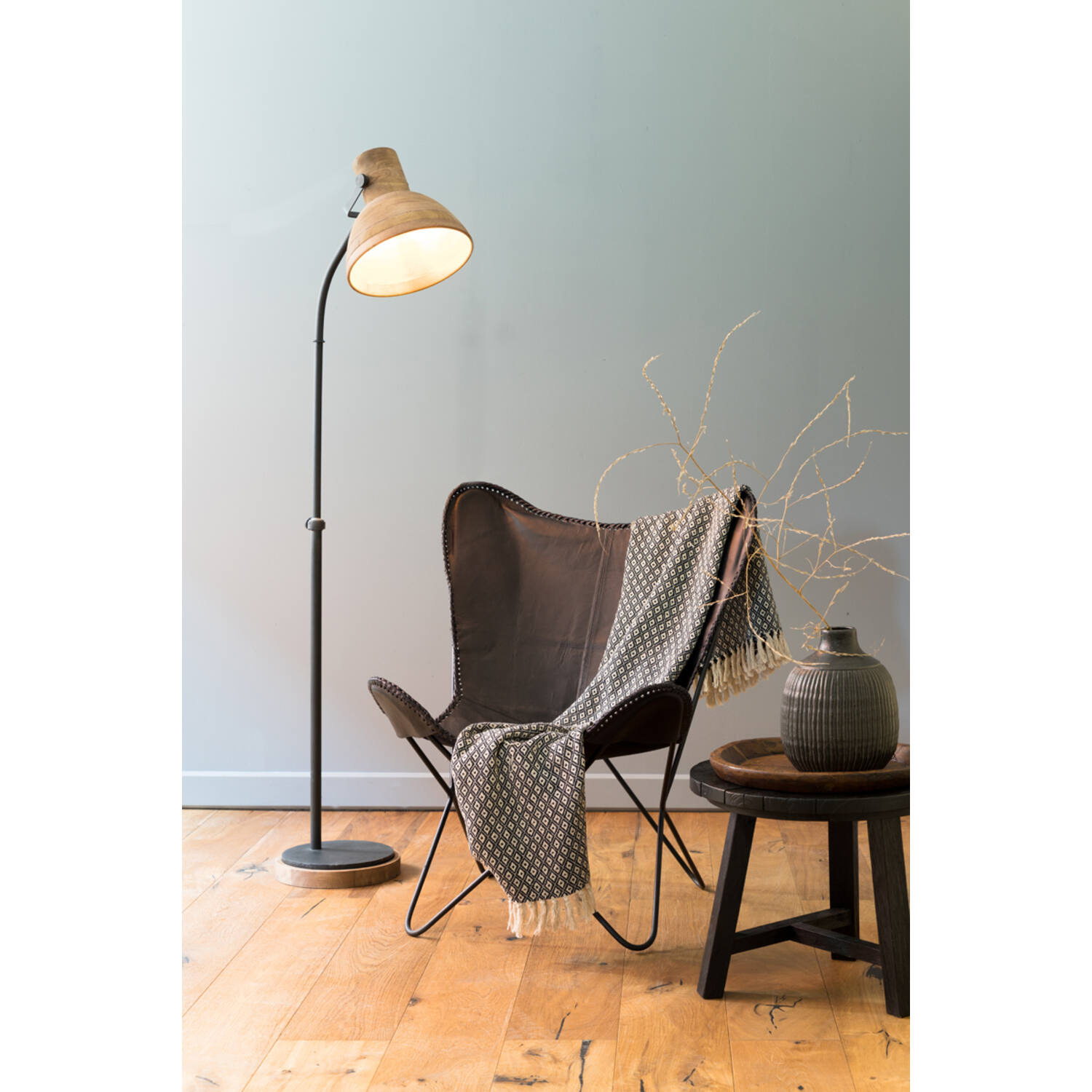 Light&Living Vloerlamp Imbert | Hout | Bruin | H129 x B47 x D29 cm