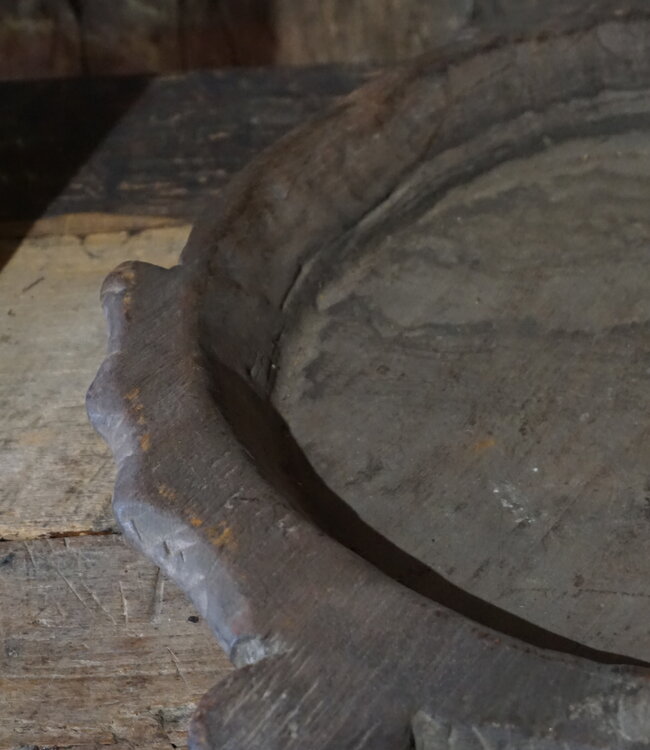 Aura Peeperkorn Unieke Houten Chapati Schaal | H6 x D55 cm