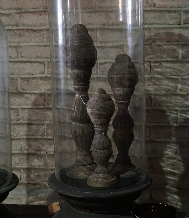 Aura Peeperkorn Vintage Glazen Stolp XXL | Houten Voet | H75 x D34 cm