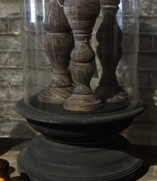 Aura Peeperkorn Vintage Glazen Stolp XXL | Houten Voet | H75 x D34 cm