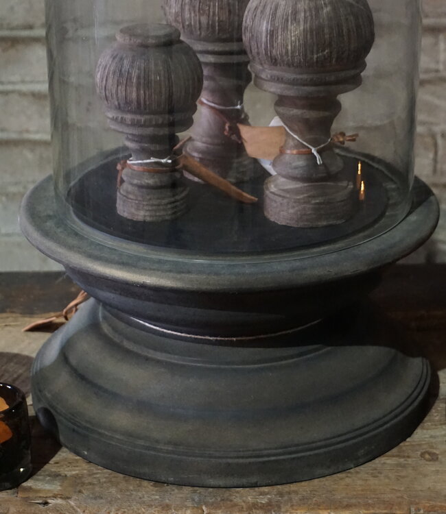 Aura Peeperkorn Vintage Glazen Stolp XXL | Houten Voet | H65 x D23 cm