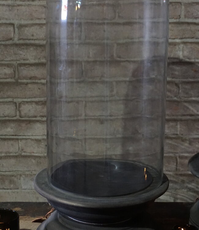 Aura Peeperkorn Vintage Glazen Stolp XXL | Houten Voet | H65 x D23 cm