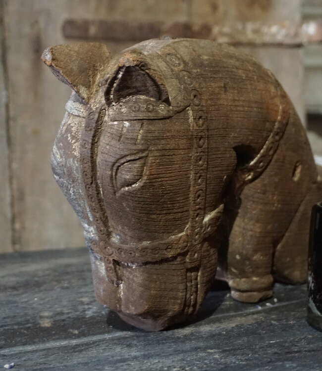 Rene Houtman Authentieke houten Paard | H16 x B30 cm