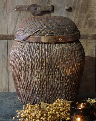 Rene Houtman Authentieke Rieten Mand Met Deksel | H30xB24 cm