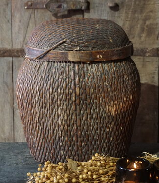 Rene Houtman Authentieke Rieten Mand Met Deksel | H30xB24 cm