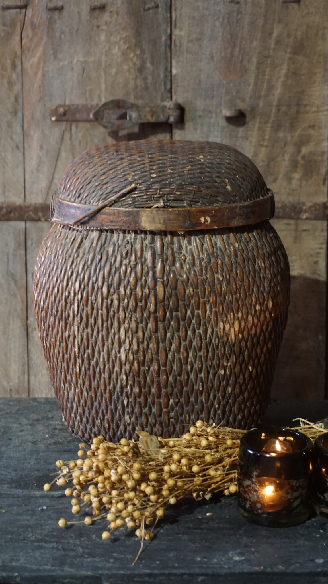 Rene Houtman Authentieke Rieten Mand Met Deksel | H30xB24 cm