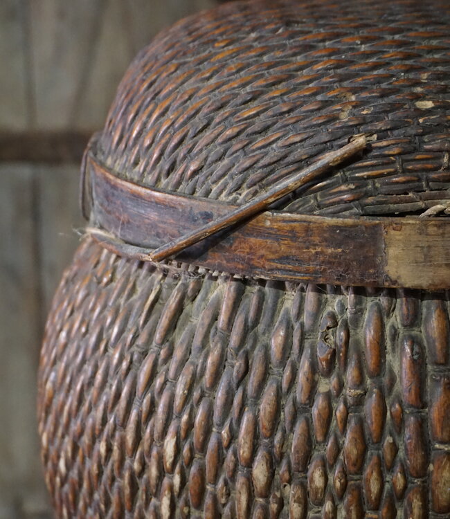 Rene Houtman Authentieke Rieten Mand Met Deksel | H30xB24 cm