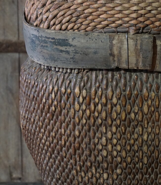 Rene Houtman Authentieke Rieten Mand Met Deksel | H35xB28 cm