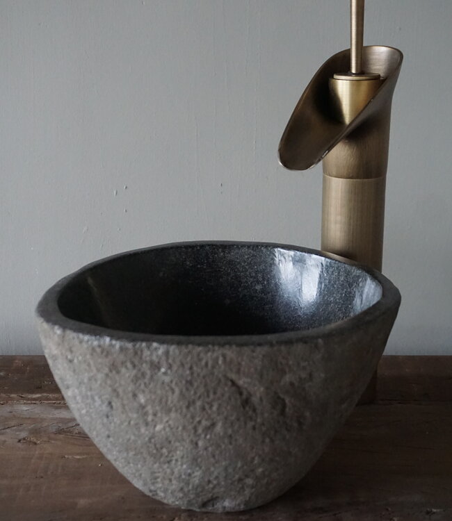 Rene Houtman Kleine Stenen Waskom + Spoelgat | H13 x B23 x D20 cm