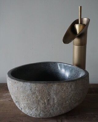Rene Houtman Kleine Stenen Waskom + Spoelgat | H13 x B24 x D20 cm