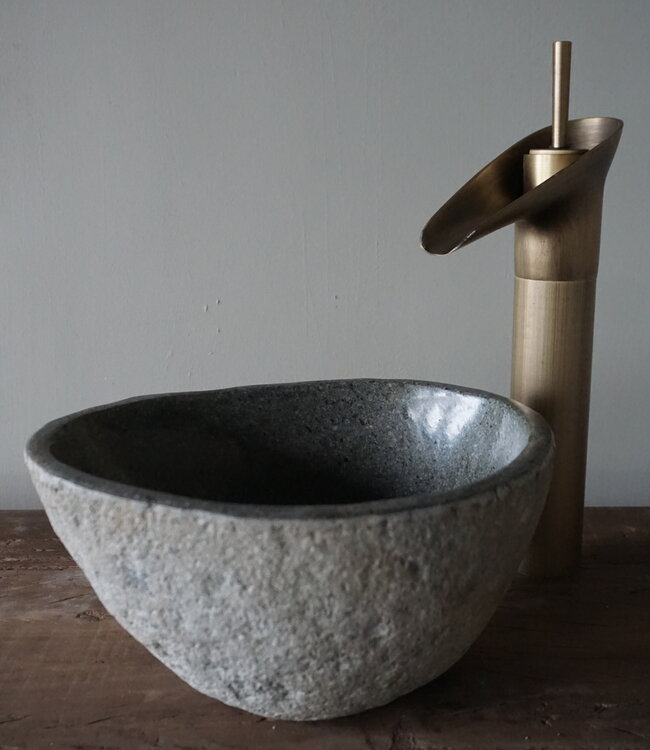 Rene Houtman Kleine Stenen Waskom + Spoelgat | H13 x B26 x D20 cm