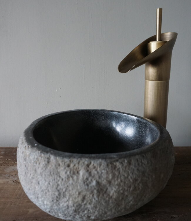 Rene Houtman Kleine Stenen Waskom + Spoelgat | H14 x B24 x D24 cm