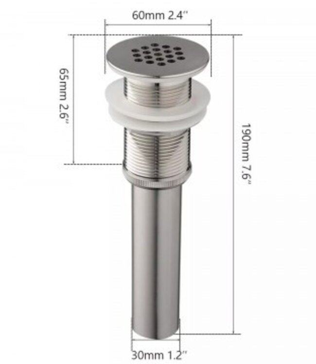 Rene Houtman Stijlvolle Wastafelplug | Geborsteld Nikkel