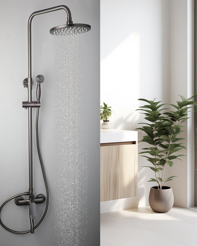 Rene Houtman Opbouwdouche met Badkraan | Regendouche | Gun Metal