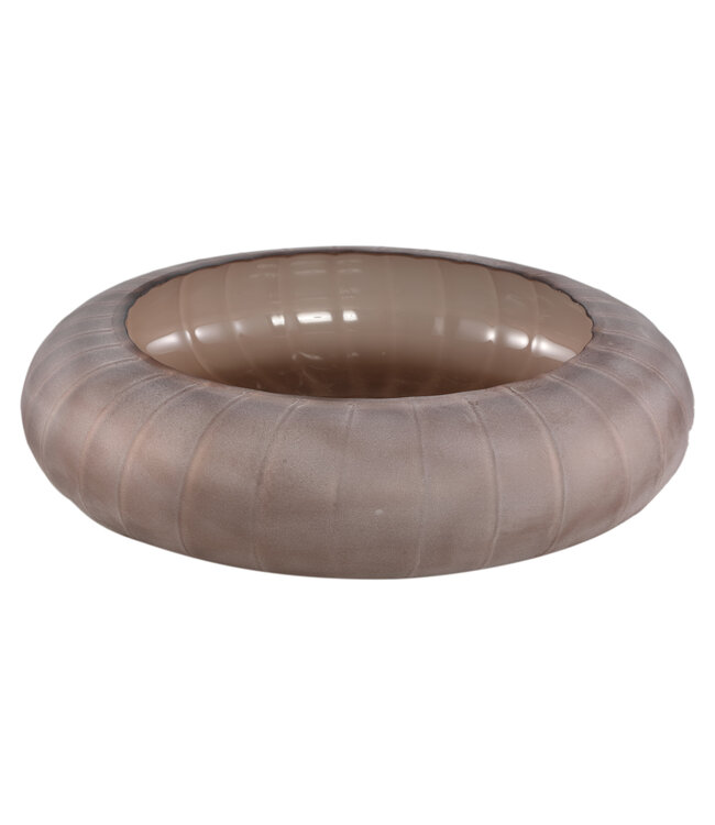 PTMD Levente Zandgeblazen Glazen Ronde Kom Geribbeld