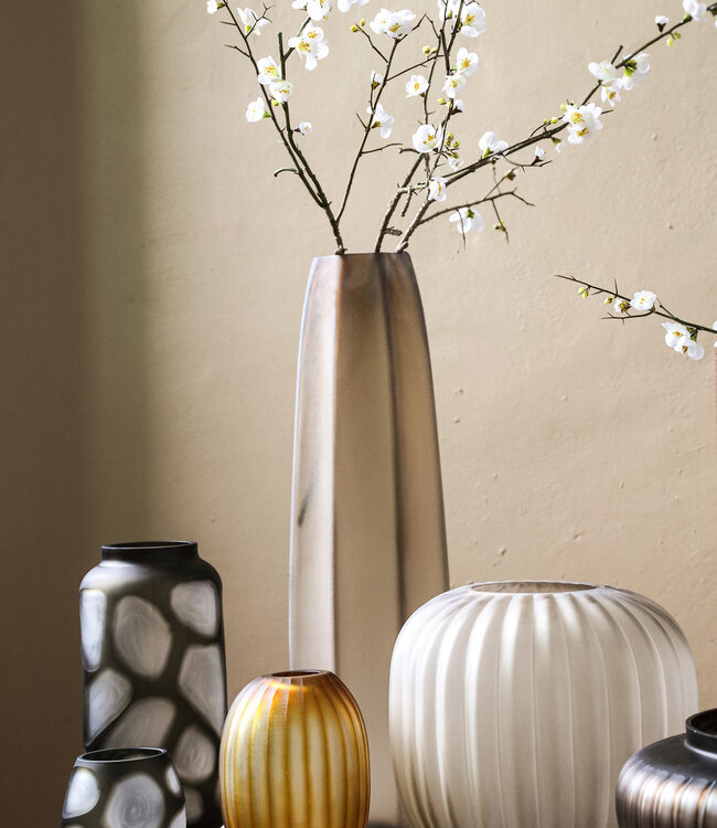 PTMD Levente Zandgeblazen Glazen Ronde Vaas Geribbeld Hoog