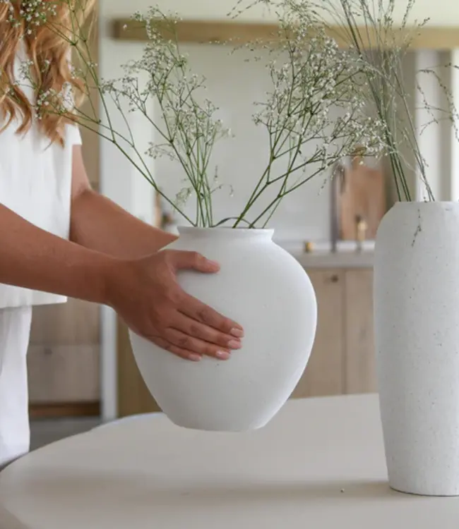 LEEFF Vaas Veerle | Keramiek | Naturel | H25 x D23 cm