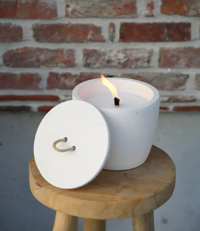 LEEFF Buitenkaars Olivier | Beton | Wit | H15 x D17 cm