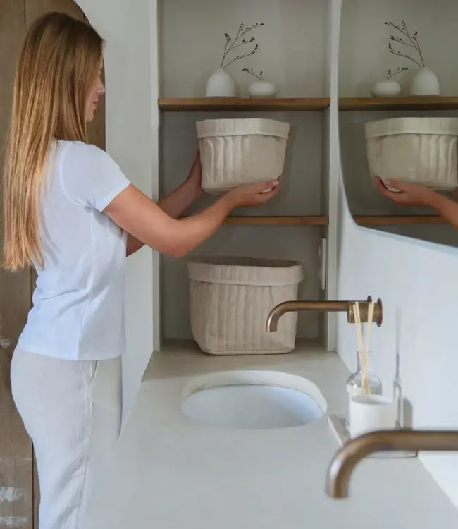 LEEFF Mand Bella L | Katoen Jute | Naturel | H24 x B24 x D24 cm