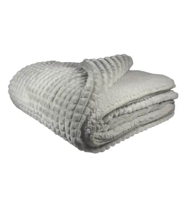 LEEFF Plaid Puk | Polyester | Lichtgrijs | L200 x B150 cm