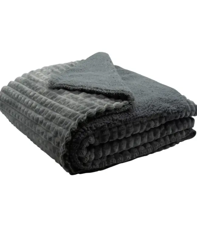 LEEFF Plaid Puk | Polyester | Donkergrijs | L200 x B150 cm