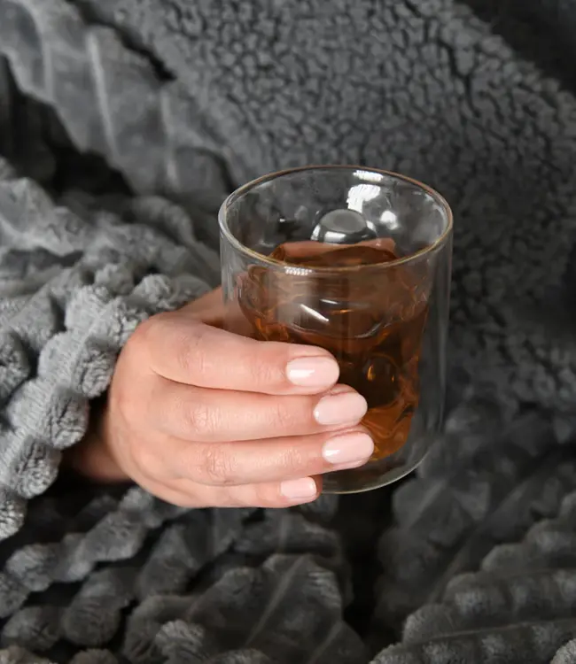 LEEFF Plaid Puk | Polyester | Donkergrijs | L200 x B150 cm