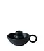 LEEFF Kaarsenhouder Chris | Keramiek | Zwart | H6 x D14 cm
