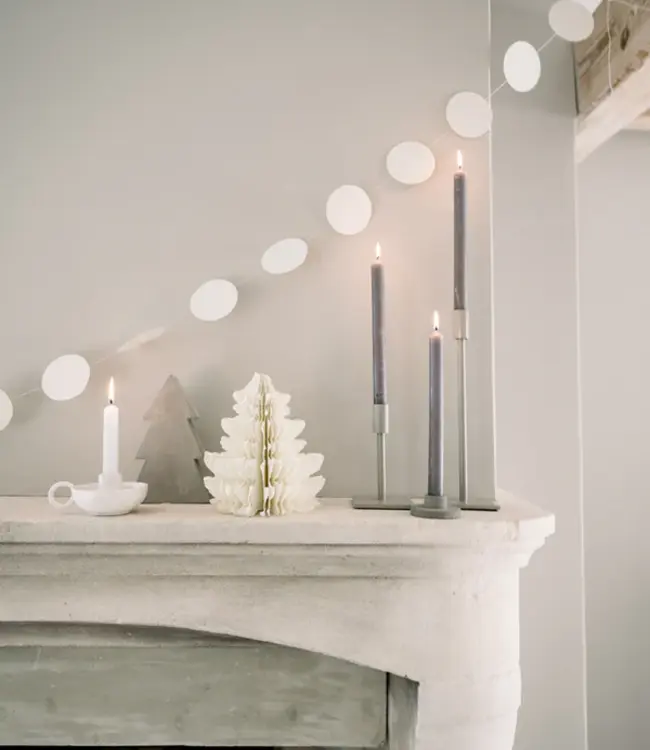 LEEFF Kaarsenhouder Chris | Keramiek | Wit | H6 x D14 cm