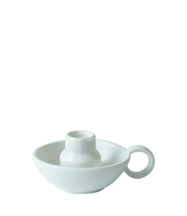 LEEFF Kaarsenhouder Chris | Keramiek | Wit | H6 x D14 cm