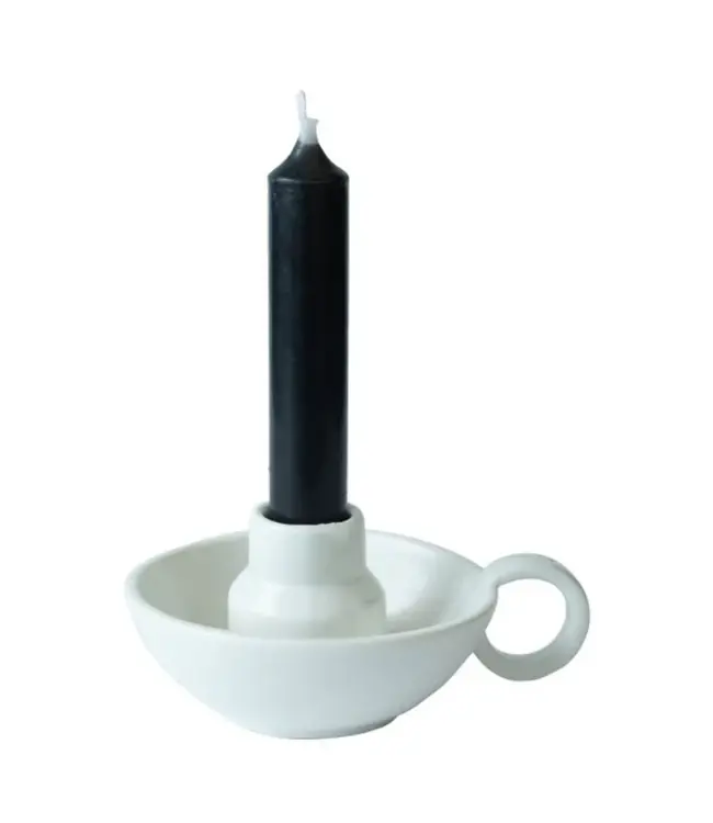 LEEFF Kaarsenhouder Chris | Keramiek | Wit | H6 x D14 cm