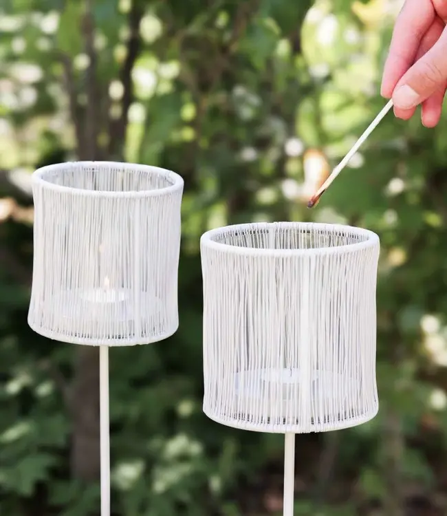 LEEFF Theelichthouder Onno | Metaal | Wit | H87 x D12 cm