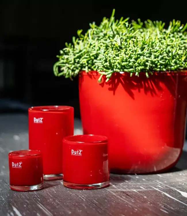 DutZ Kaarsenglas | Rood | H15 x D10 cm